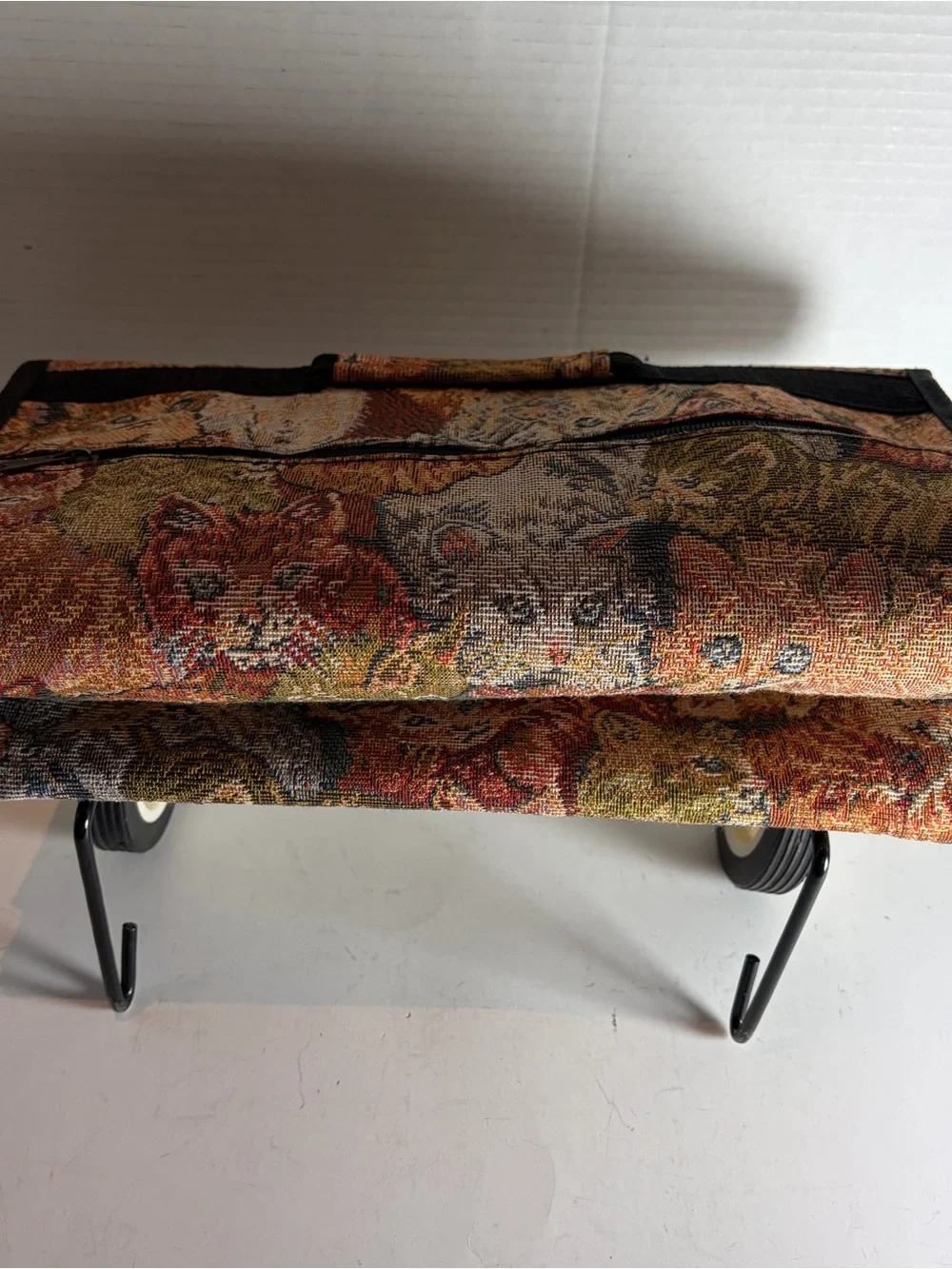 Vintage Tapestry Shopping Bag Cart With Wheels Foldable Travel Bag Cats